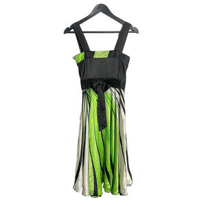 Moschino Vintage Y2K Dress 36 / XS Silk & Cotton Babydoll Empire Bow Black White